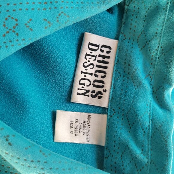 Chicos Design Womens Button-Up Turquoise Shirt Size 0 Small - Picture 2 of 4
